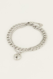 My Jewellery armband | dubbele schakelarmband met slotje zilver *
