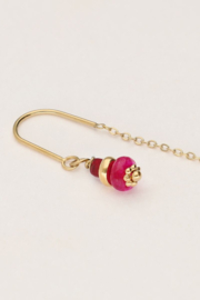 My jewellery Doortrek oorhangers met paarse kralen goud