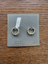 rose en camellia oorbellen hoop met bolletjes