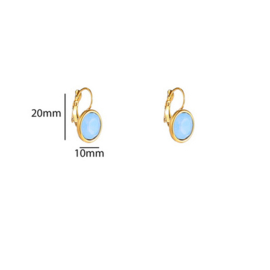 Go Dutch Label oorbellen French hook oval - 14K + blue