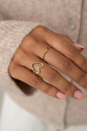 My jewellery verstelbare statement ring met open hart goud