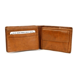 Bear design herenportemonnee Billfold 'Joep' cognac