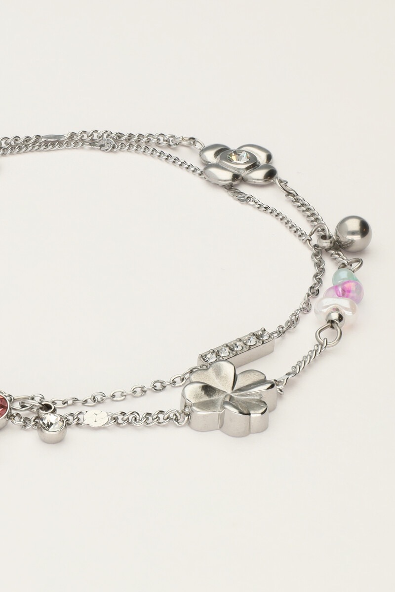 My Jewellery Dubbele armband met bedels "dreams come true" zilver