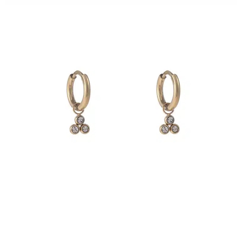 Go Dutch Label oorbel 3 stone hoop strass