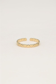 My jewellery verstelbare ring met  hartjes goud