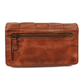 Bear Design gevlochten overslag portemonnee 'Emma' | cognac