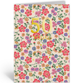 Ohh Deer wenskaart 50 met bloemen