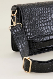 My Jewellery tas | zwarte schoudertas croco print