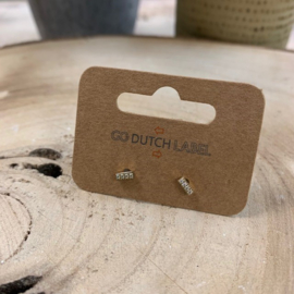 Go Dutch Label oorbellen | knopjes kleine staafjes met steentjes goud.