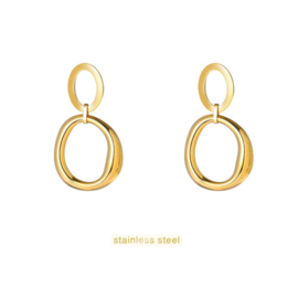 Go Dutch Label oorbellen 2 Ovals Dangle goud