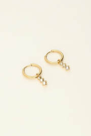 My jewellery Universe oorringen met drie steentjes goud
