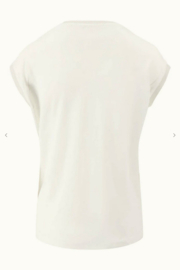 zusss V hals top met lurex boord off white