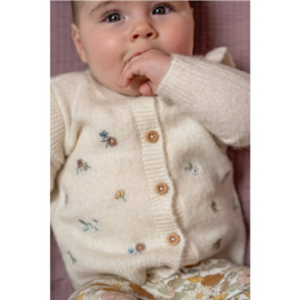 Little Dutch gebreid vest met ruches en bloemetjes | vintage soft white