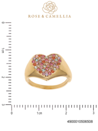 rose en camellia verstelbare ring hart gekleurde strass