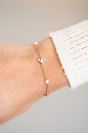 My jewellery  armband met parels en hartjes goud