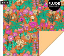 HOP | inpakpapier Flowers Vintage Orange - Fluor Peach 70cm x 3m