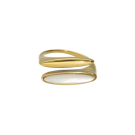 Camps & Camps ring duo bar goud wit opaal