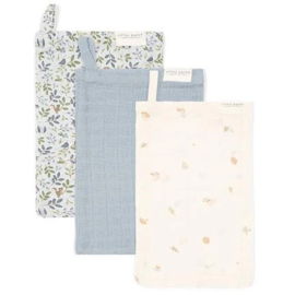 Little Dutch Washandjes set hydrofiel - blauw - Forest friends