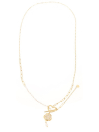 rose en camellia ketting natural pearl