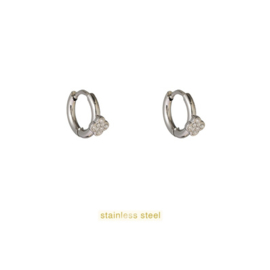Go Dutch Label oorbellen Sparkle Heart Hoop zilver