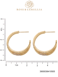 rose en camellia oorbellen 3 hoops strass