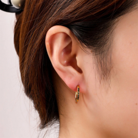 Go Dutch Label oorbellen Sparkle Hoop - 15mm - 14K + black