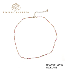 rose en camellia ketting roze