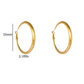 Go Dutch Label oorbellen Matt Fine Hollow Hoop goud