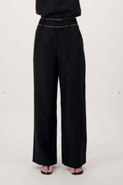 zusss linnen broek met tape details black