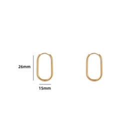 Go Dutch Label oorbellen | oval hoop 26 mm goud