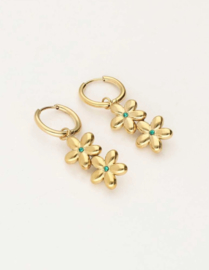 My Jewellery oorbellen sunrocks met dubbele bloem goud