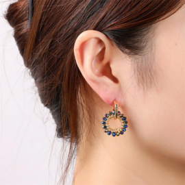 Go Dutch Label oorbellen | small beads circle forest green