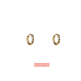 Go Dutch Label oorbellen Sparkle Hoop - 10mm - 14K + black
