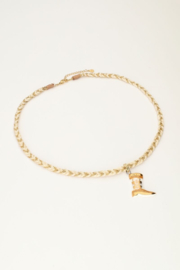 My Jewellery ketting | art witte koord ketting met western boot goud