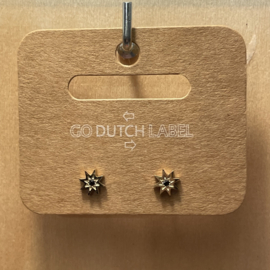 Go Dutch Label oorbellen | knopjes ster zwart goud.