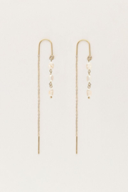 My jewellery Doortrek oorhangers met 3 parels goud