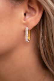 My Jewellery oorbellen | rechthoekige oorhangers met strass stenen goud