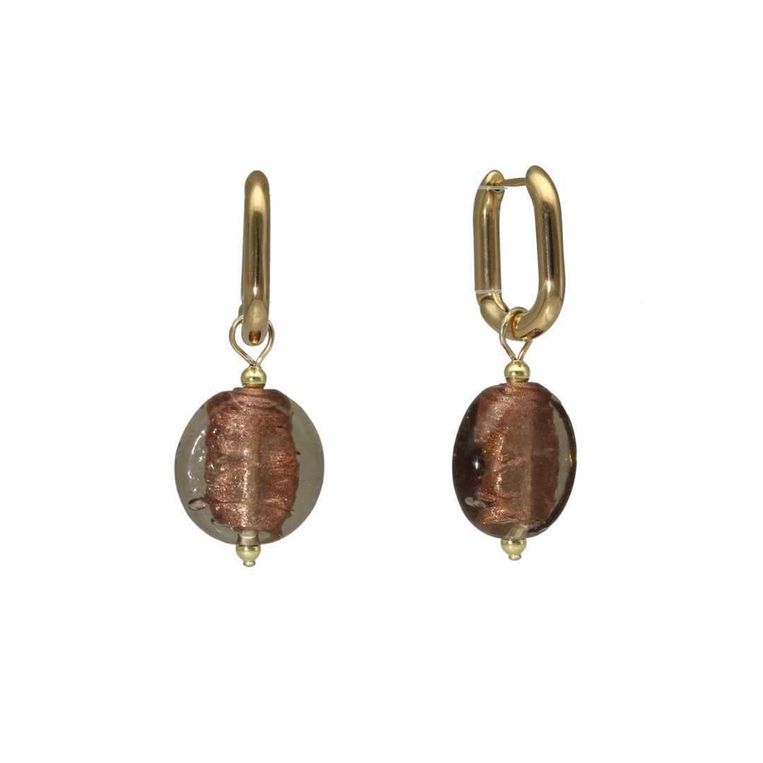 camps & camps oorbellen Glass Bead Bronze Shadow