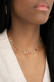 My jewellery Ketting met munt & multikleur kralen goud