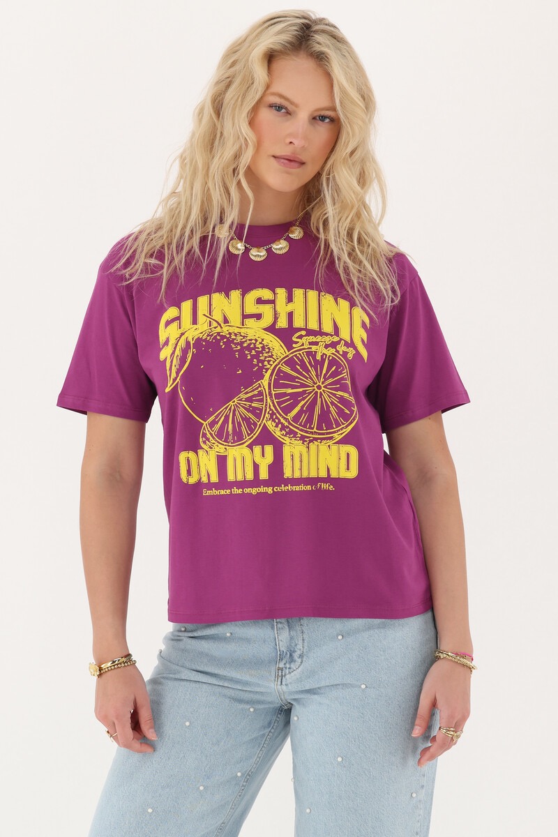 My Jewellery paars T-shirt "Sunshine on my mind"