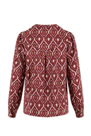 zusss blouse met ikat print zand/roodbruin