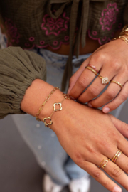 My jewellery armband met vijf klavers zilver