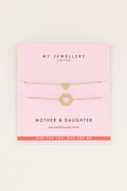 My Jewellery armband | moeder dochter armband hartje goud