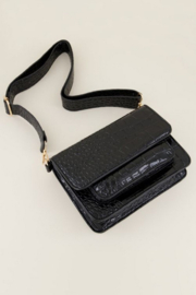 My Jewellery tas | zwarte schoudertas croco print