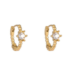 Go Dutch Label oorbellen | ringen goud met stras steentje.