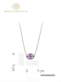 rose en camellia ketting paarse steen