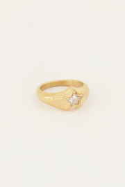 my jewellery ring | MOOD ring met transparante ster goud.