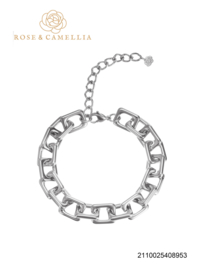 rose en camellia armband chunky vierkant zilver