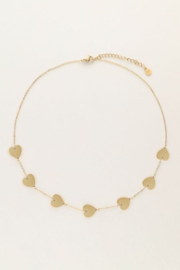 My jewellery minimalistische ketting met hartjes goud