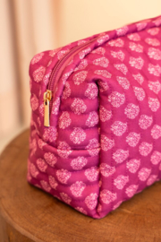 My Jewellery donkerroze toilettas set met lichtroze bloemen